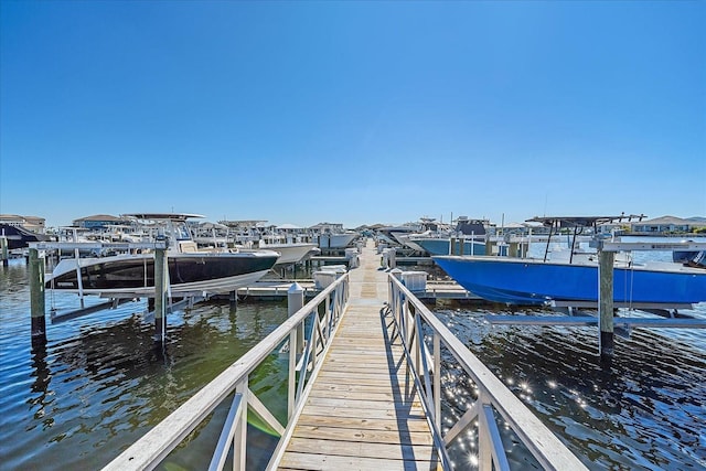 dock area featuring a water view and boat lift