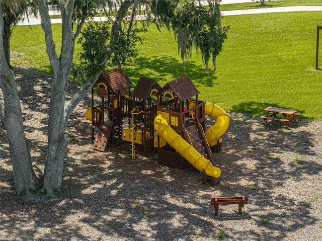 view of playground with a yard