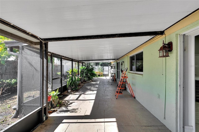 view of unfurnished sunroom