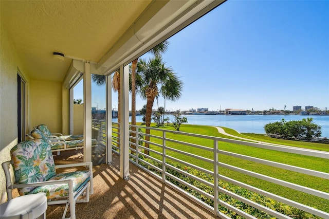 balcony with a water view