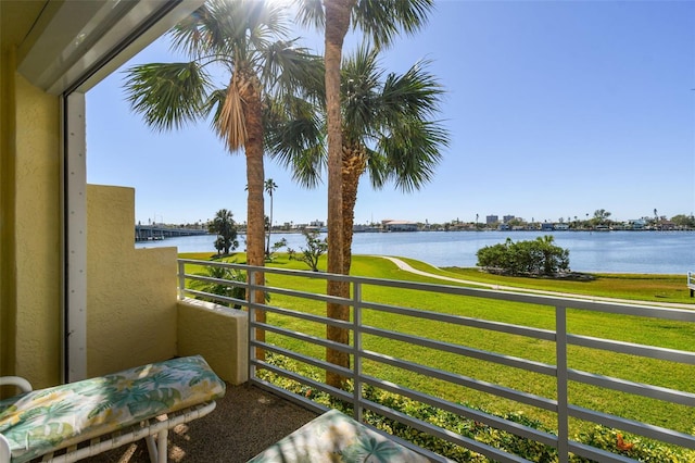 balcony with a water view