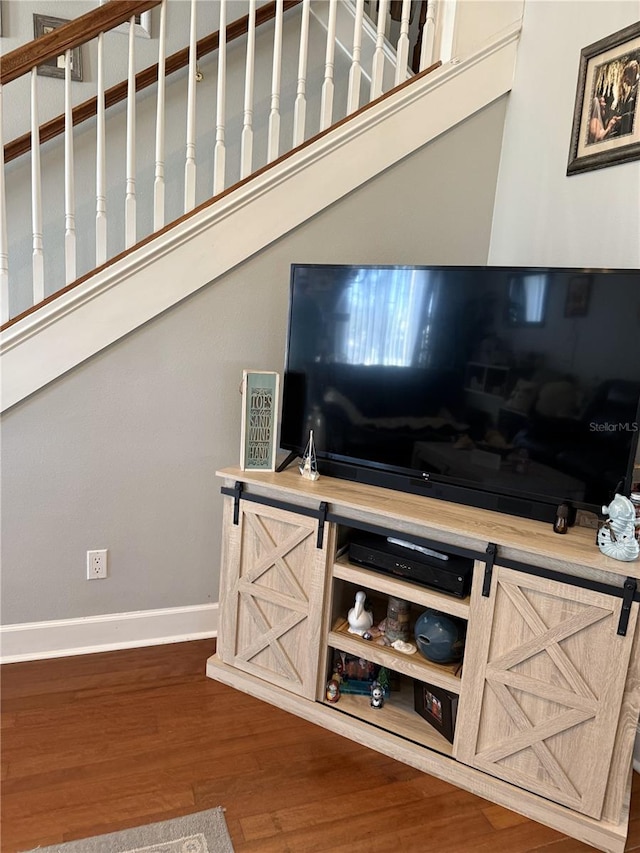 living room with hardwood / wood-style floors