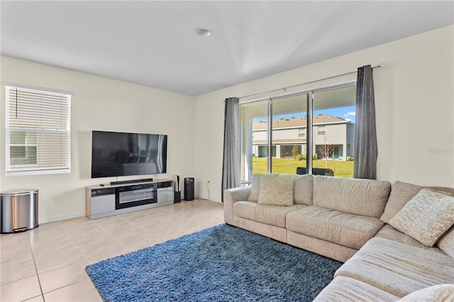 view of tiled living room