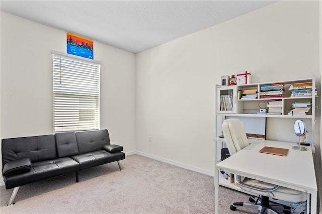 view of carpeted office space