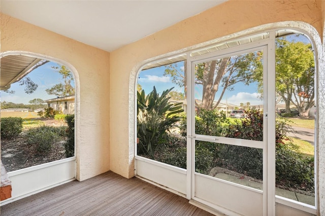 view of unfurnished sunroom