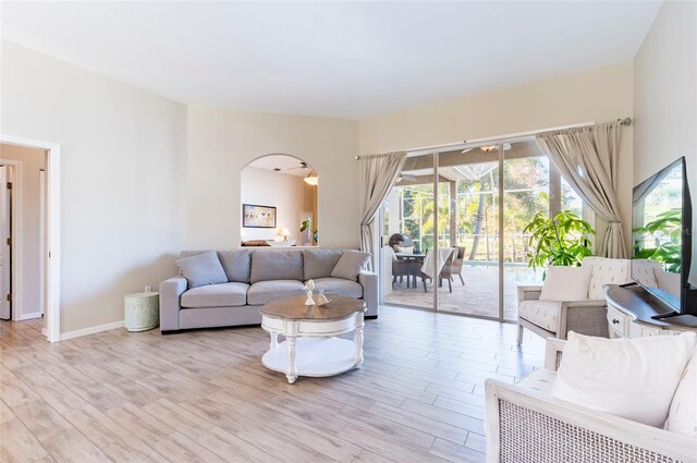 living room featuring light hardwood / wood-style flooring