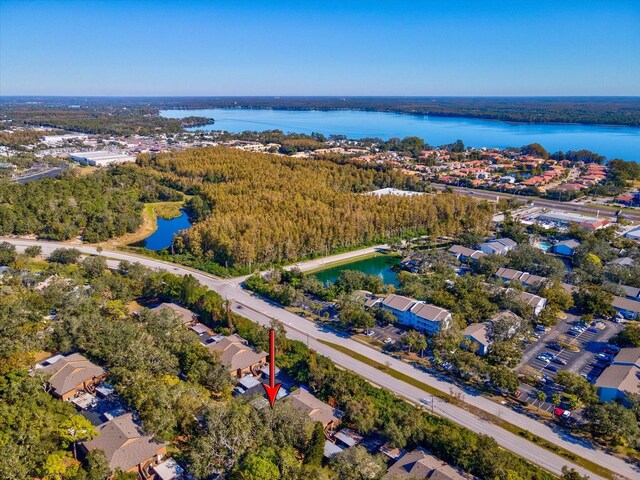 1901 Lennox Rd E Unit 1901, Palm Harbor, FL 34683 - aerial perspective of suburban area with a nearby body of water and a forest
