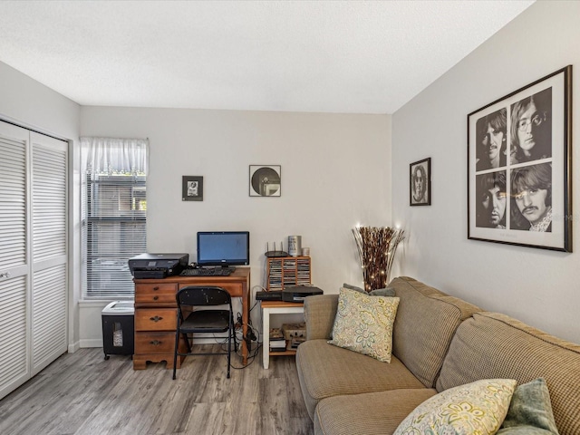 office space featuring hardwood / wood-style flooring