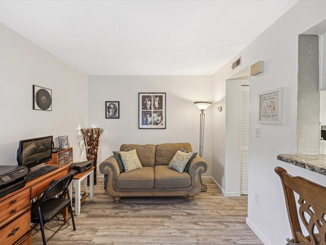 home office featuring light wood-type flooring