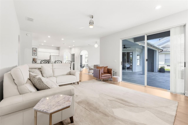 living room featuring light hardwood / wood-style floors