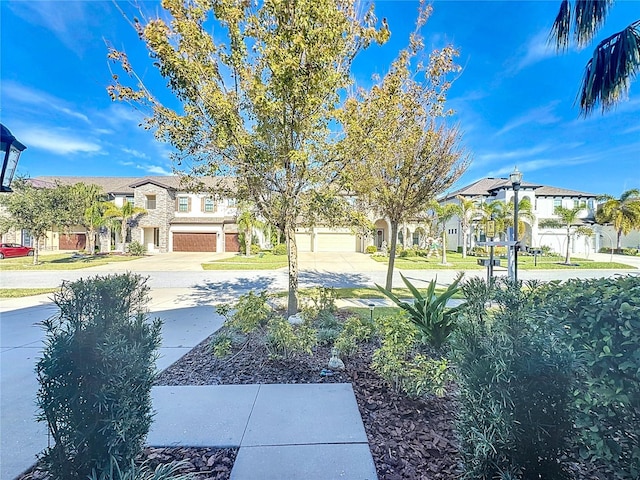 view of yard featuring a garage