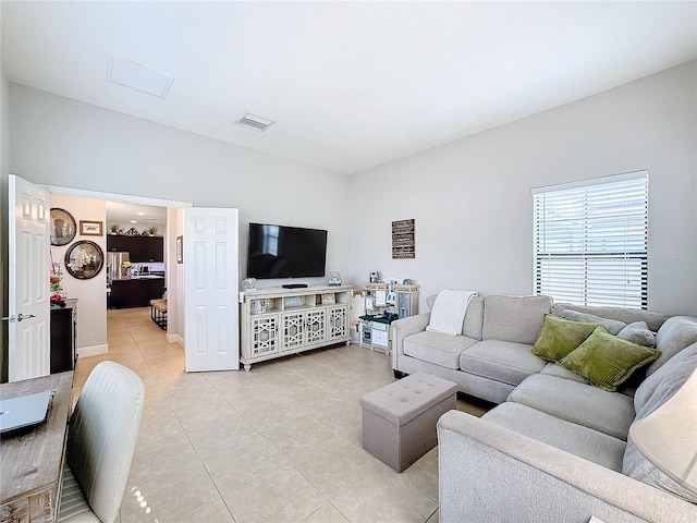 view of tiled living room