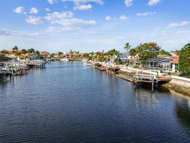 property view of water featuring a dock