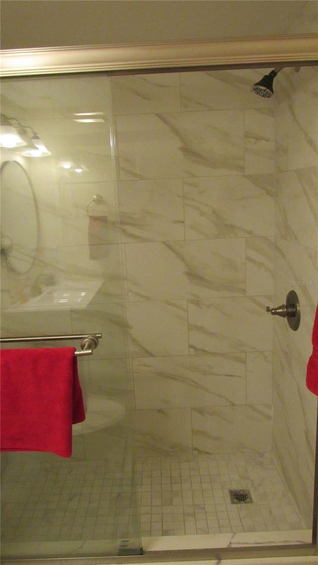 bathroom featuring walk in shower