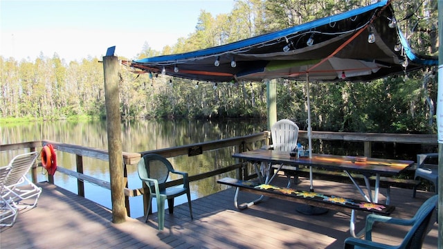 view of dock featuring a water view