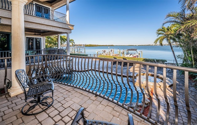 balcony with a water view