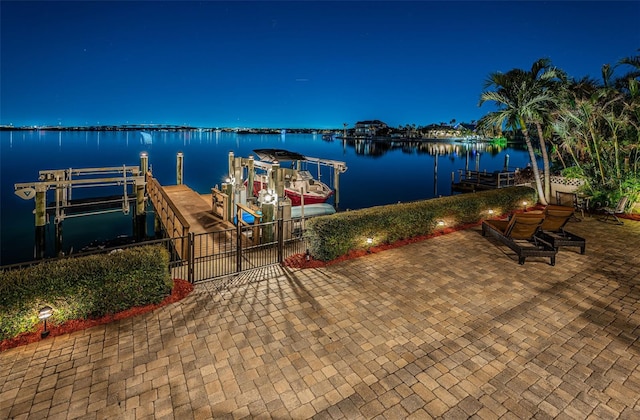 dock area featuring a water view