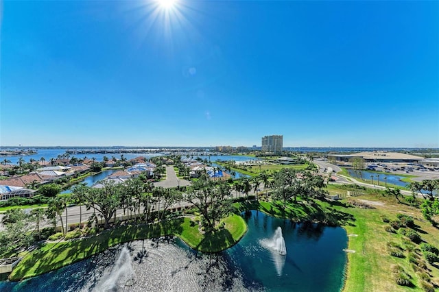 bird's eye view featuring a water view