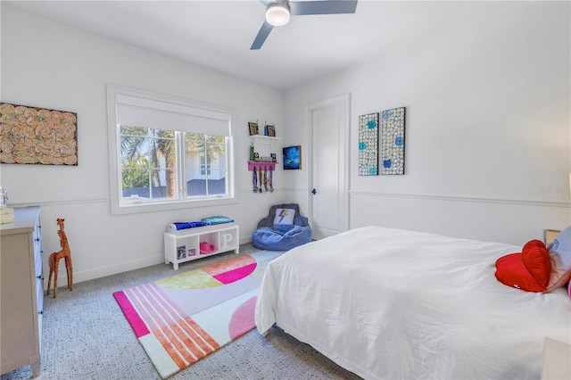 bedroom featuring ceiling fan