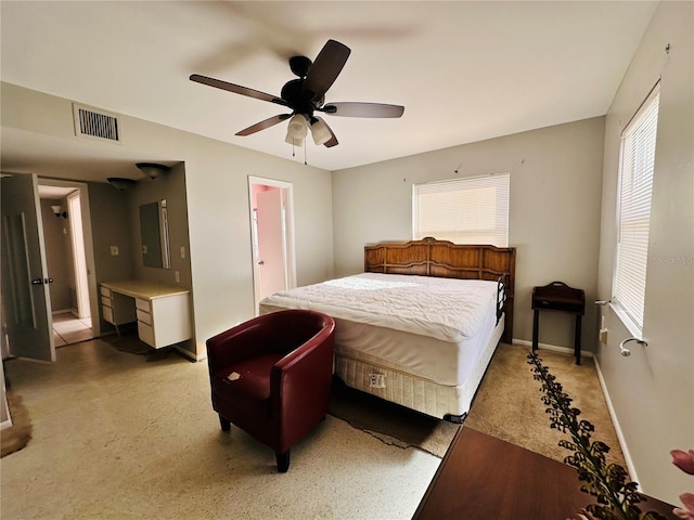 bedroom featuring ceiling fan