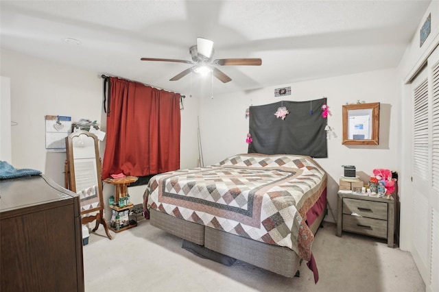 bedroom with a closet and ceiling fan