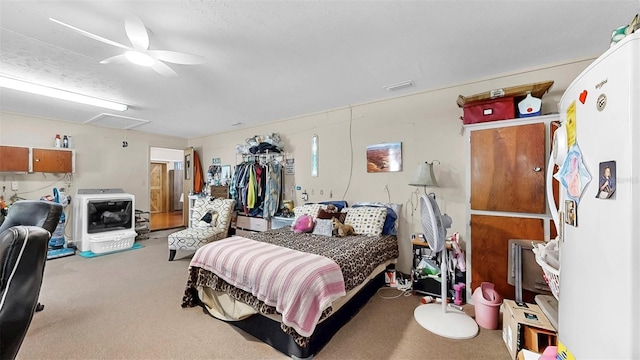 38919 3rd Ave, Zephyrhills, FL 33542 - carpeted bedroom featuring attic access, a closet, and a ceiling fan