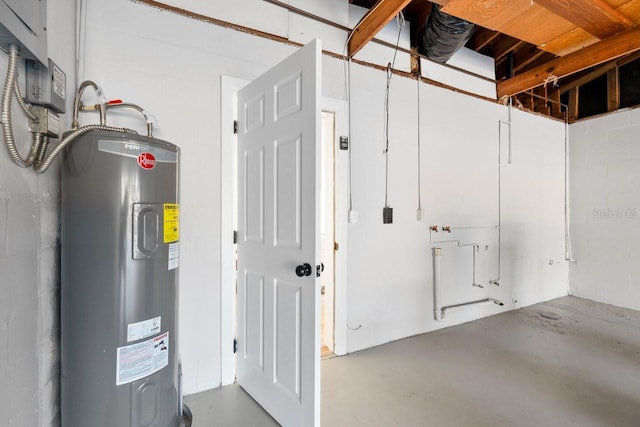 utility room with electric water heater