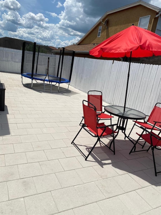 view of patio featuring a trampoline