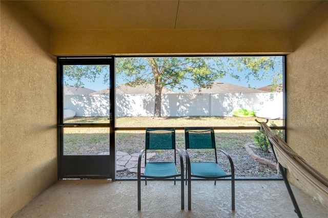 view of unfurnished sunroom