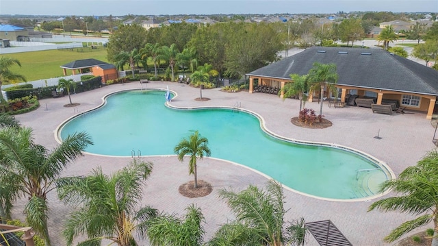 view of pool featuring a patio