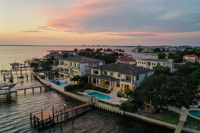 exterior space featuring a water view