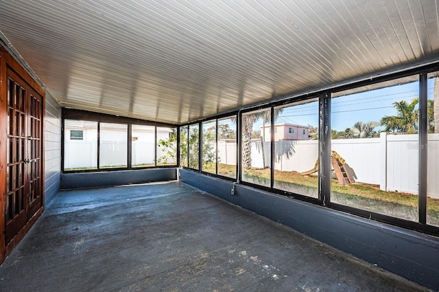 view of unfurnished sunroom