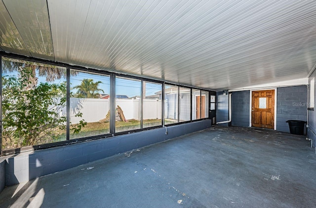 view of unfurnished sunroom