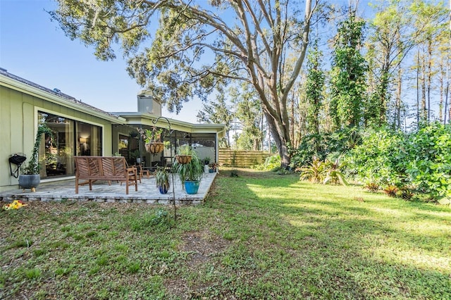 view of yard featuring a patio area and an outdoor hangout area