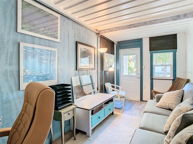 living area featuring light wood-type flooring