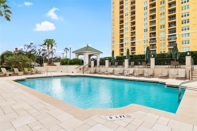 view of pool featuring a patio