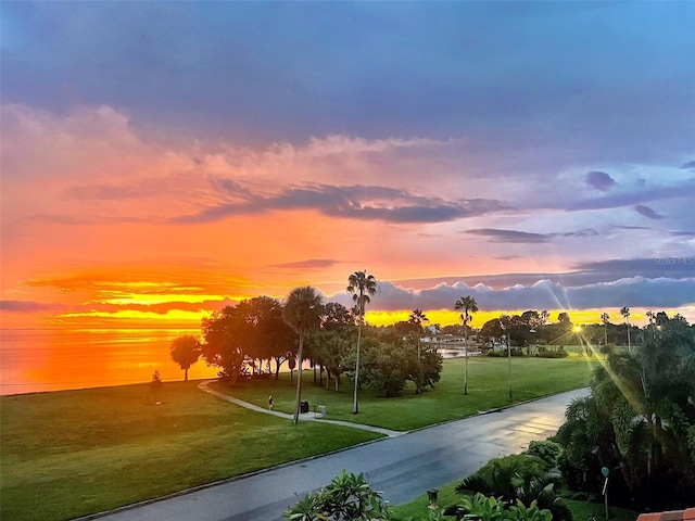 view of property's community featuring a lawn