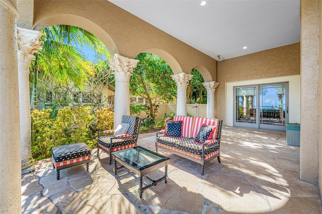 view of patio featuring an outdoor hangout area