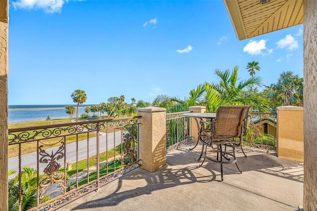 balcony with a water view