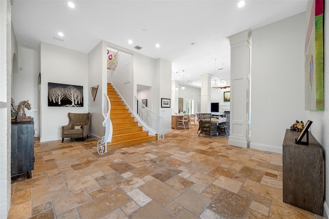 entrance foyer with decorative columns