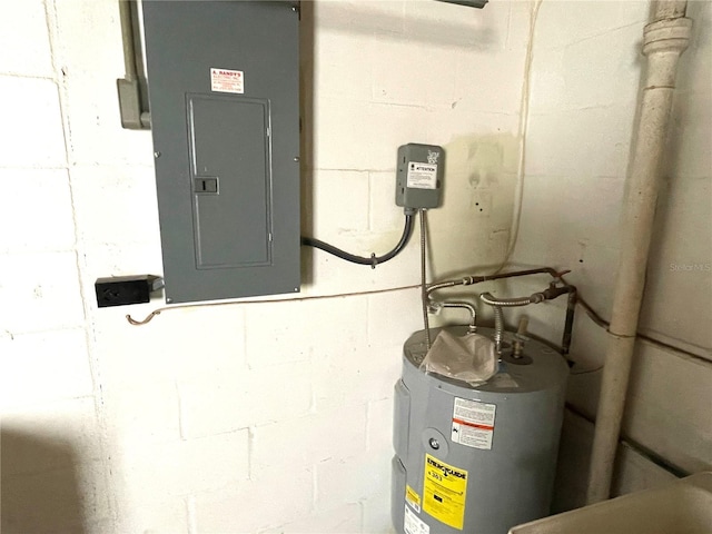 utilities featuring electric panel and water heater