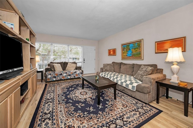 living room with light hardwood / wood-style flooring