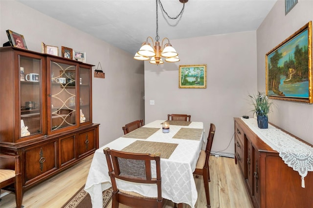 dining room featuring a chandelier and light hardwood / wood-style floors