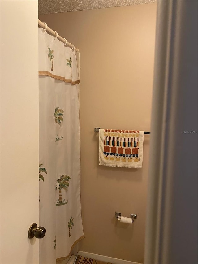 5105 Garden Vale Ave, Tampa, FL 33624 - full bathroom featuring a shower with shower curtain and a textured ceiling