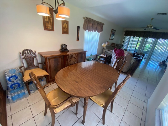 5105 Garden Vale Ave, Tampa, FL 33624 - dining space with plenty of natural light, light tile patterned flooring, and ceiling fan