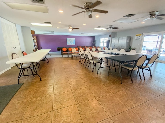 dining room with light tile patterned floors