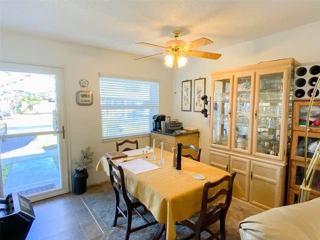 dining area with ceiling fan