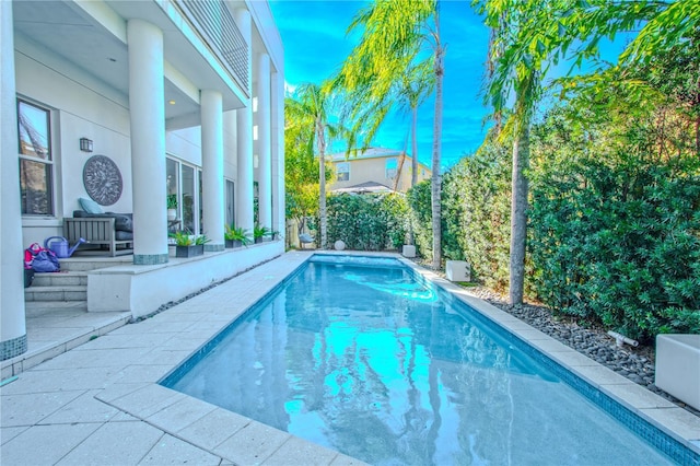 view of pool featuring a patio