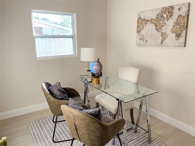 home office featuring light wood-type flooring