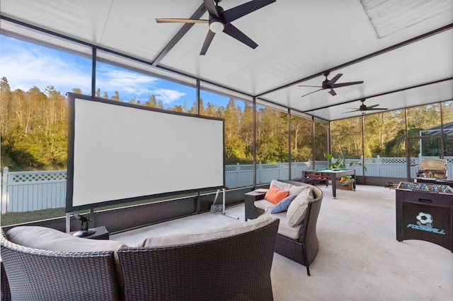 18127 Sandy Pointe Dr, Tampa, FL 33647 - sunroom / solarium featuring an outdoor living space and ceiling fan
